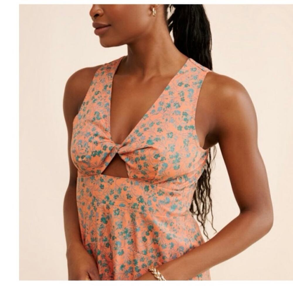 NWT Madewell Orange Floral Sleeveless Stephanie Midi Cotton Dress Size 4 - Picture 3 of 12